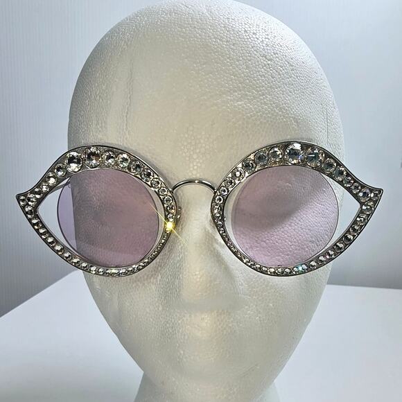 Gucci Crystal Lips Pink Rhinestone Cat Eye Sunglasses Round Lenses GS0046S Gucci | Accessories | Gucci Crystal Lips Pink Rhinestone Cat  main image 2